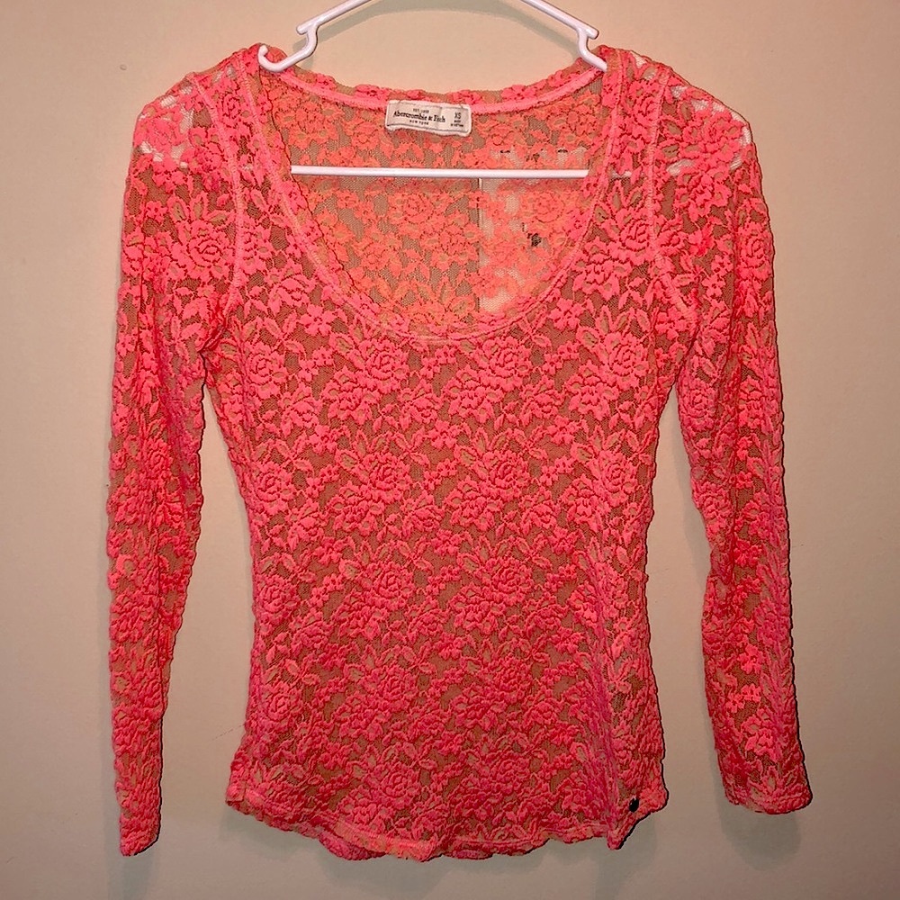 A&F Pale orange floral shirt